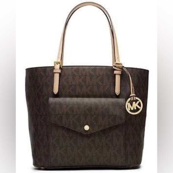 Michael Kors Jet Set Medium Saffiano Leather Pocket Tote Bag - Picture 1 of 10